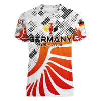 Personalized Germany Football 2024 Women V-Neck T-Shirt Trophy Wing Style - Wonder Print Shop