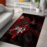 Personalised Native American Chief Skull Area Rug Rose Skull - Wonder Print Shop