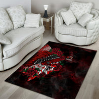 Personalised Native American Chief Skull Area Rug Rose Skull - Wonder Print Shop