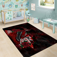 Personalised Native American Chief Skull Area Rug Rose Skull - Wonder Print Shop