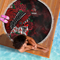 Personalised Native American Chief Skull Beach Blanket Rose Skull - Wonder Print Shop