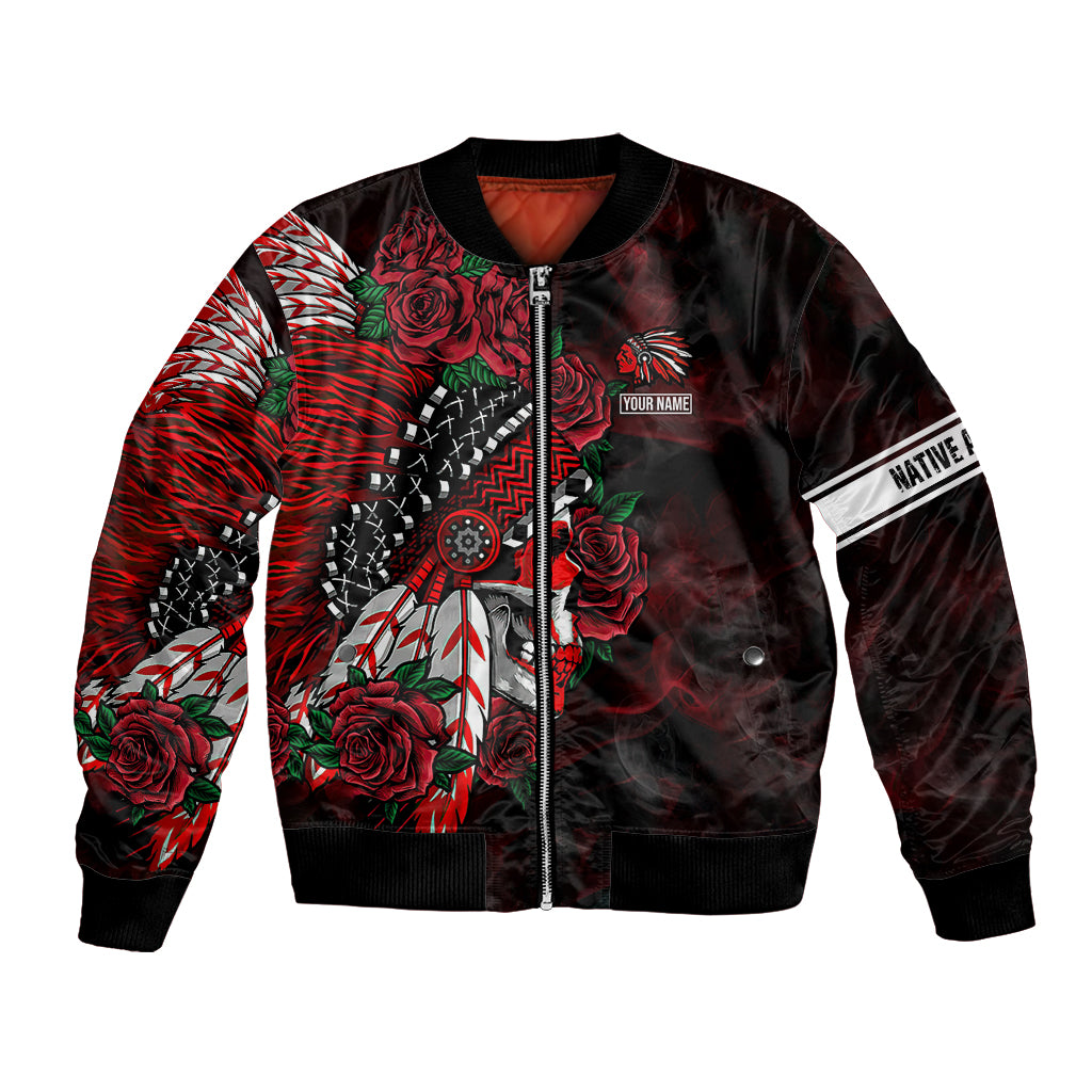 Personalised Native American Chief Skull Bomber Jacket Rose Skull - Wonder Print Shop