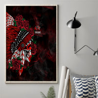 Personalised Native American Chief Skull Canvas Wall Art Rose Skull - Wonder Print Shop