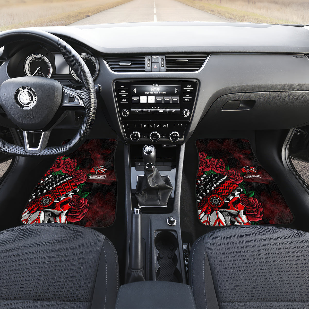 Personalised Native American Chief Skull Car Mats Rose Skull - Wonder Print Shop