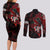 personalised-native-american-chief-skull-couples-matching-long-sleeve-bodycon-dress-and-long-sleeve-button-shirts-rose-skull