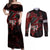 Personalised Native American Chief Skull Couples Matching Off Shoulder Maxi Dress and Long Sleeve Button Shirts Rose Skull - Wonder Print Shop