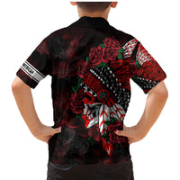 Personalised Native American Chief Skull Family Matching Mermaid Dress and Hawaiian Shirt Rose Skull - Wonder Print Shop