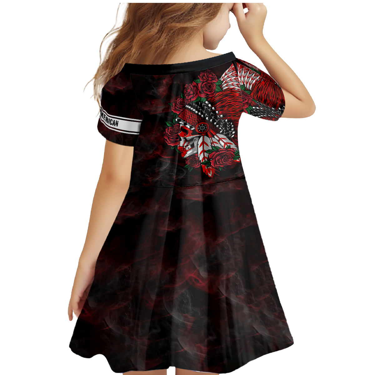 Personalised Native American Chief Skull Family Matching Mermaid Dress and Hawaiian Shirt Rose Skull - Wonder Print Shop