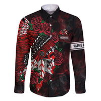 Personalised Native American Chief Skull Family Matching Off Shoulder Maxi Dress and Hawaiian Shirt Rose Skull - Wonder Print Shop