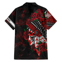 Personalised Native American Chief Skull Family Matching Off Shoulder Short Dress and Hawaiian Shirt Rose Skull - Wonder Print Shop