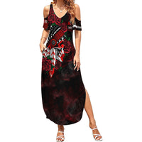 Personalised Native American Chief Skull Family Matching Summer Maxi Dress and Hawaiian Shirt Rose Skull - Wonder Print Shop