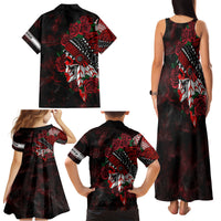 Personalised Native American Chief Skull Family Matching Tank Maxi Dress and Hawaiian Shirt Rose Skull - Wonder Print Shop