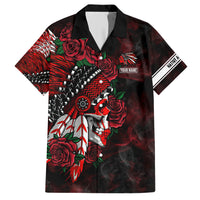 Personalised Native American Chief Skull Hawaiian Shirt Rose Skull - Wonder Print Shop