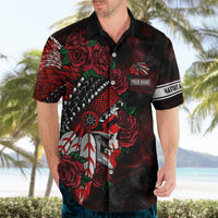Personalised Native American Chief Skull Hawaiian Shirt Rose Skull - Wonder Print Shop