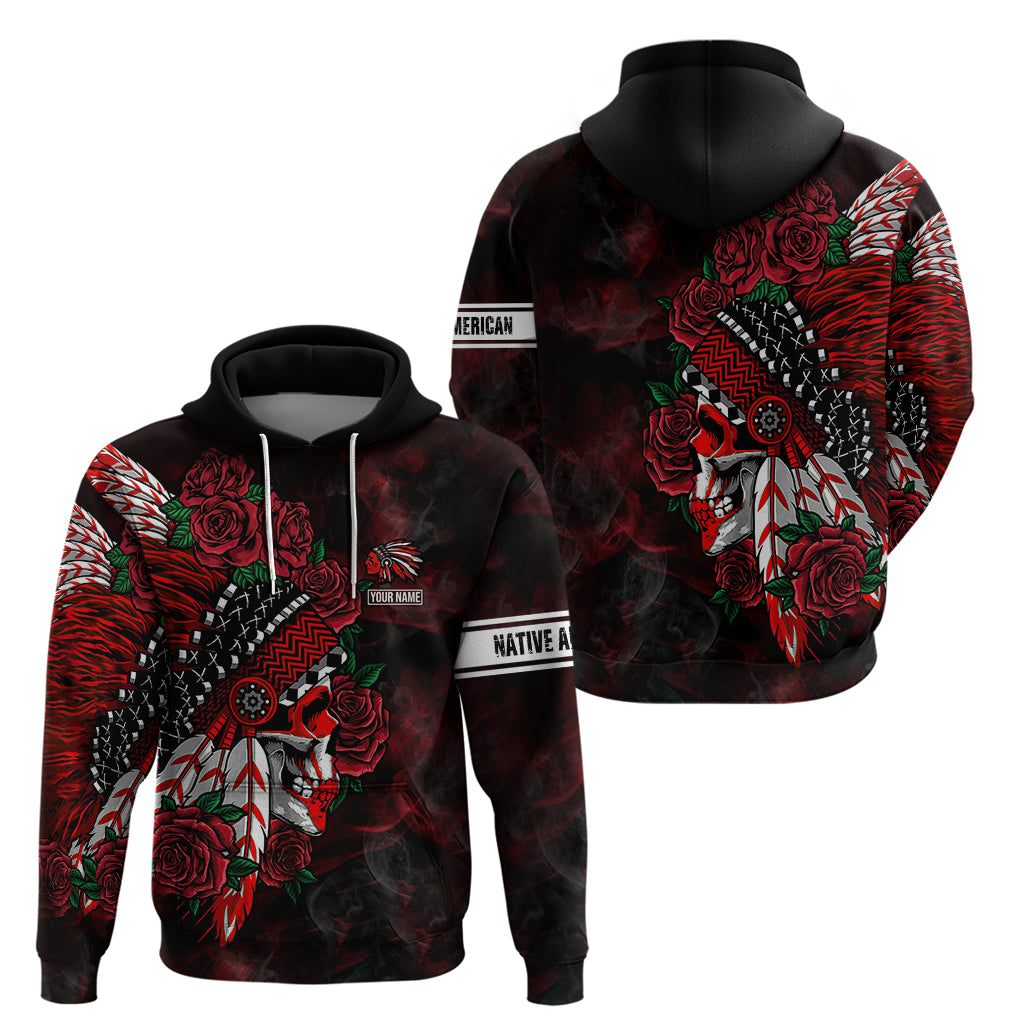 Personalised Native American Chief Skull Hoodie Rose Skull - Wonder Print Shop