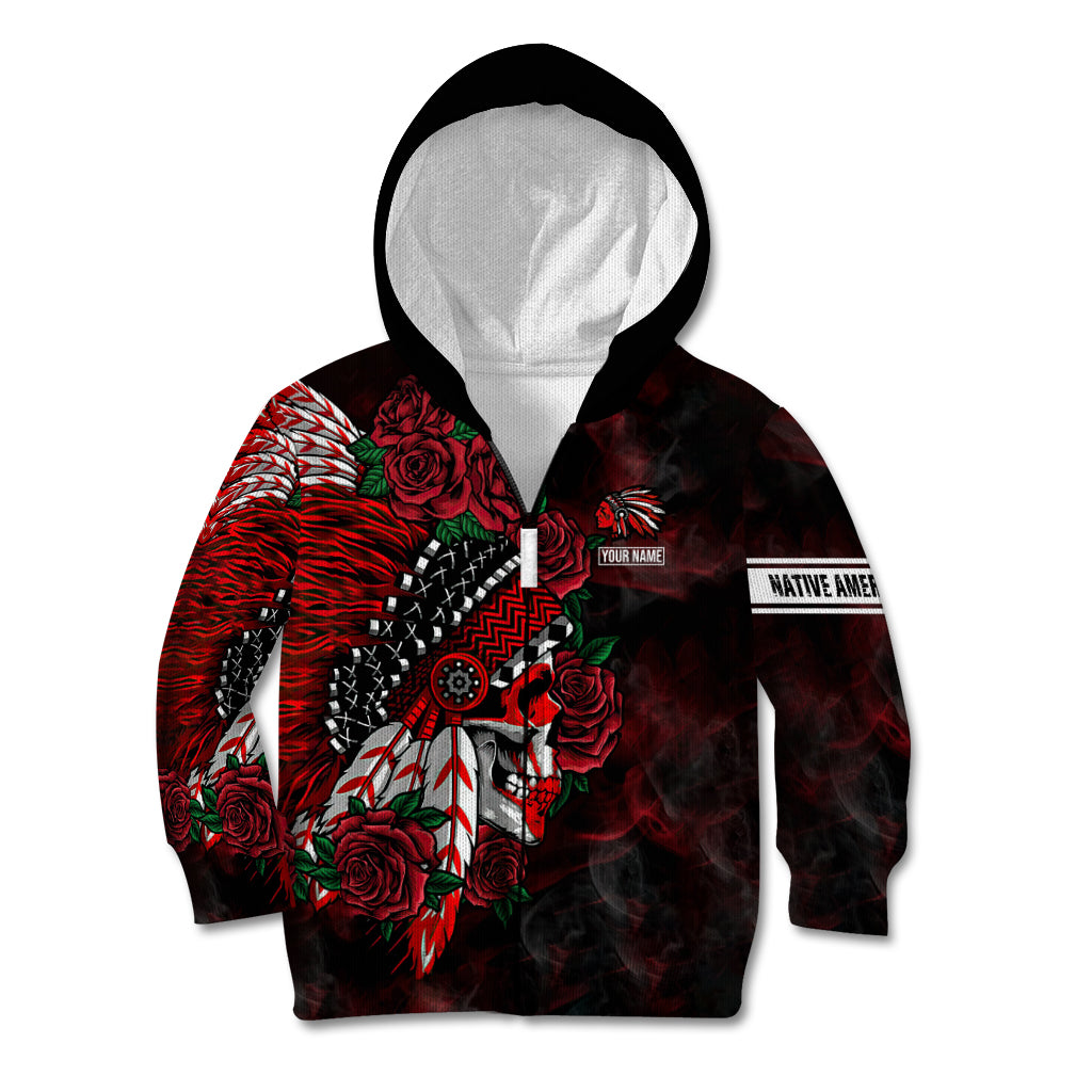 Personalised Native American Chief Skull Kid Hoodie Rose Skull - Wonder Print Shop