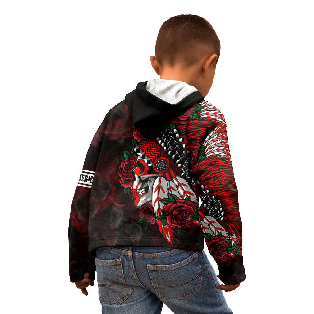 Personalised Native American Chief Skull Kid Hoodie Rose Skull - Wonder Print Shop
