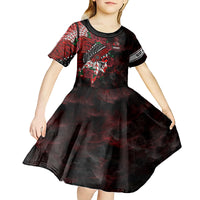 Personalised Native American Chief Skull Kid Short Sleeve Dress Rose Skull - Wonder Print Shop