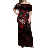Personalised Native American Chief Skull Off Shoulder Maxi Dress Rose Skull - Wonder Print Shop