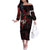 Personalised Native American Chief Skull Off The Shoulder Long Sleeve Dress Rose Skull - Wonder Print Shop