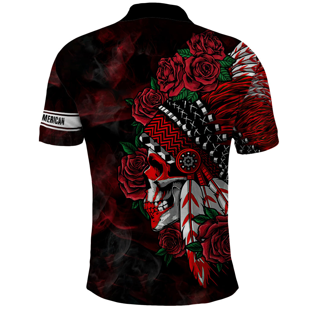 Personalised Native American Chief Skull Polo Shirt Rose Skull - Wonder Print Shop