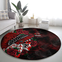 personalised-native-american-chief-skull-round-carpet-rose-skull