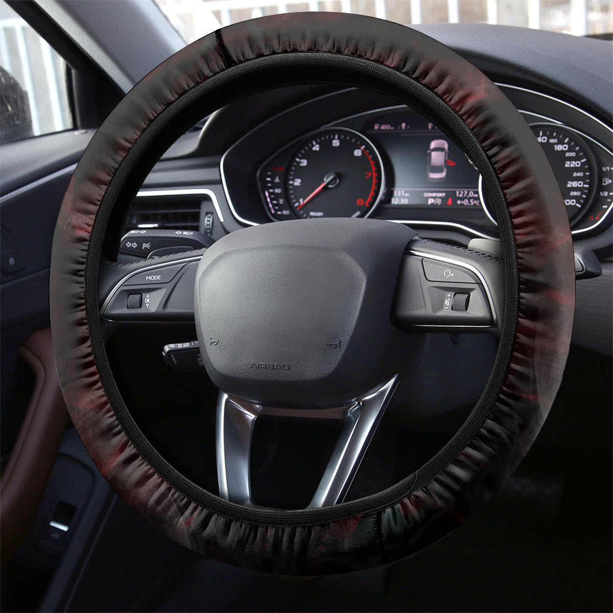 Native American Chief Skull Steering Wheel Cover Rose Skull - Wonder Print Shop