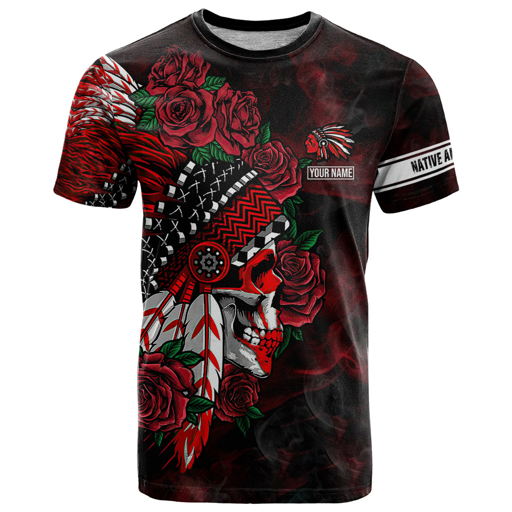 Personalised Native American Chief Skull T Shirt Rose Skull - Wonder Print Shop