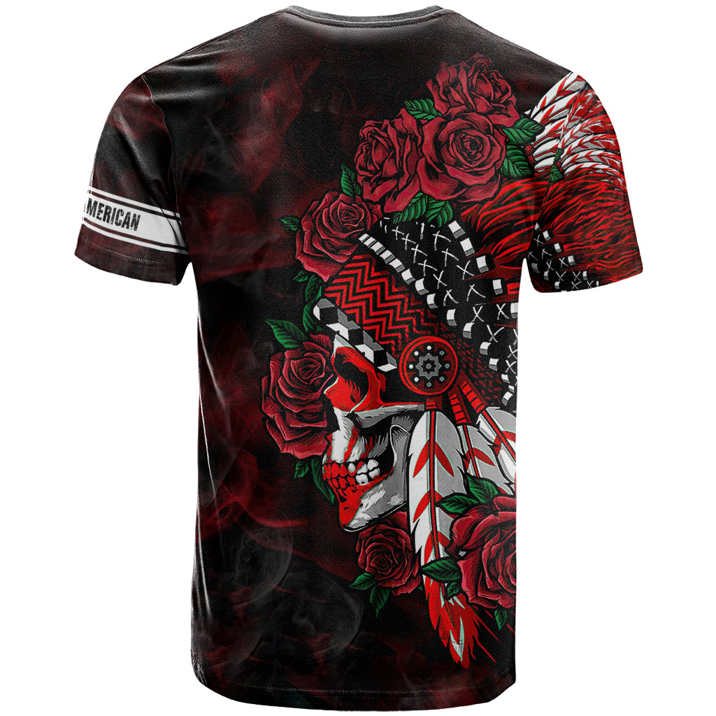 Personalised Native American Chief Skull T Shirt Rose Skull - Wonder Print Shop