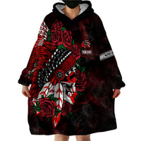 Personalised Native American Chief Skull Wearable Blanket Hoodie Rose Skull - Wonder Print Shop