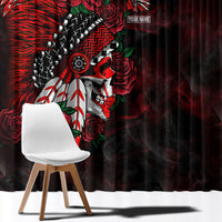 Personalised Native American Chief Skull Window Curtain Rose Skull - Wonder Print Shop