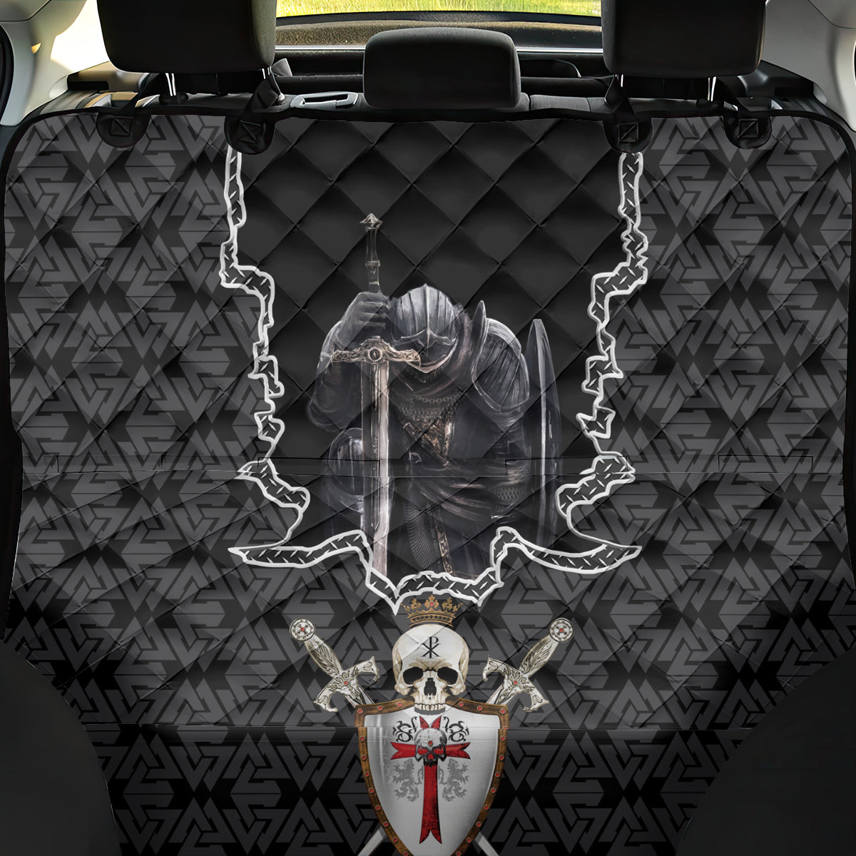 Personalised Knights Templar Warrior Skull Back Car Seat Cover - Wonder Print Shop