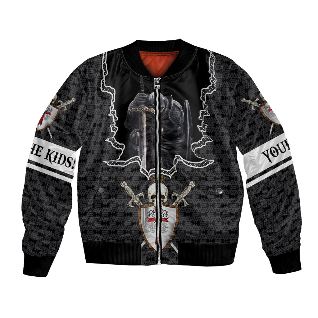 Personalised Knights Templar Warrior Skull Bomber Jacket - Wonder Print Shop