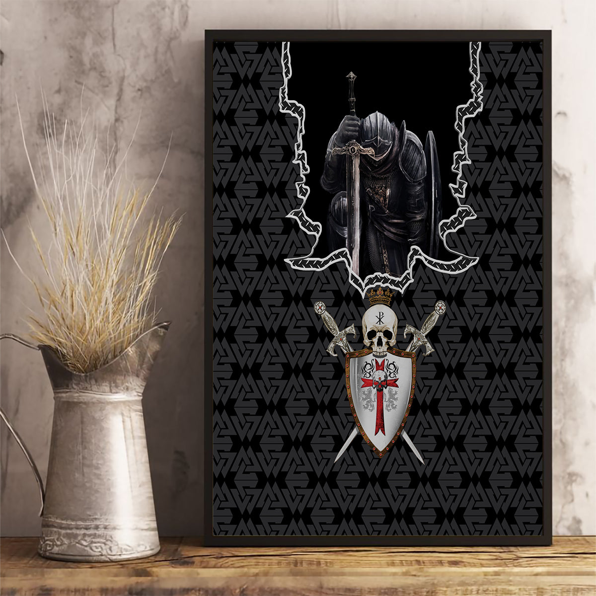 Personalised Knights Templar Warrior Skull Canvas Wall Art - Wonder Print Shop
