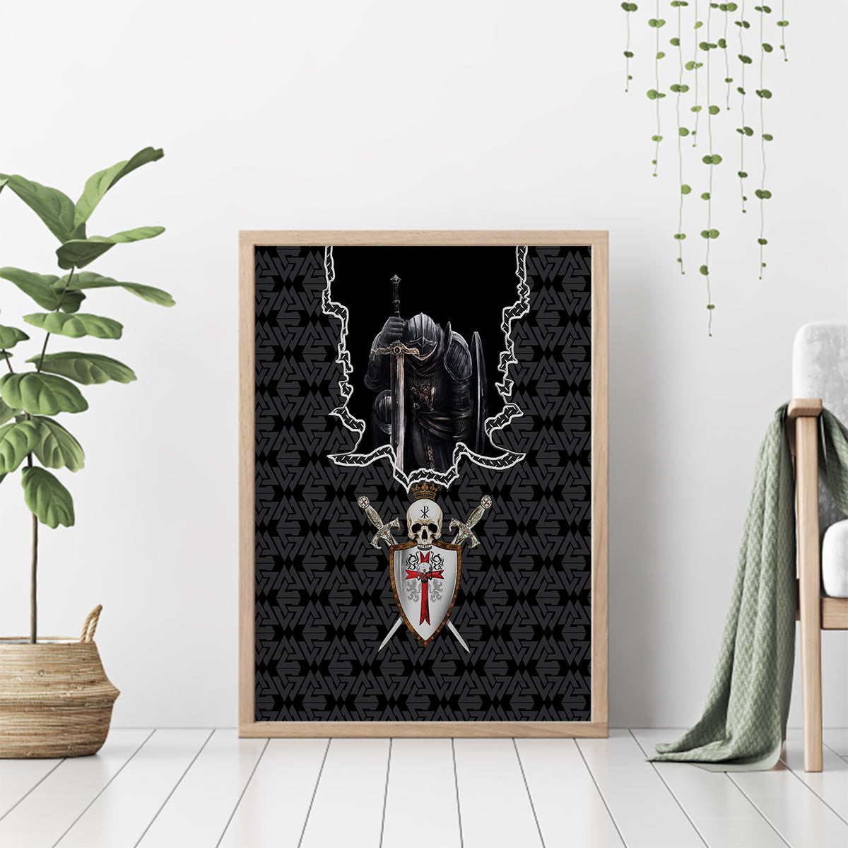 Personalised Knights Templar Warrior Skull Canvas Wall Art - Wonder Print Shop