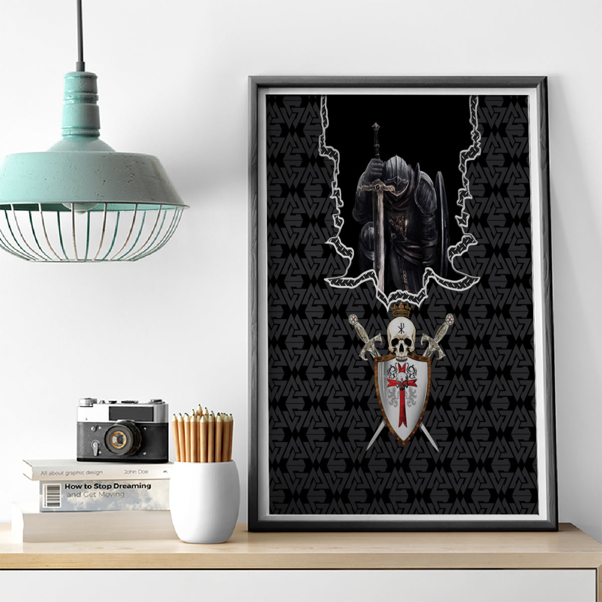 Personalised Knights Templar Warrior Skull Canvas Wall Art - Wonder Print Shop