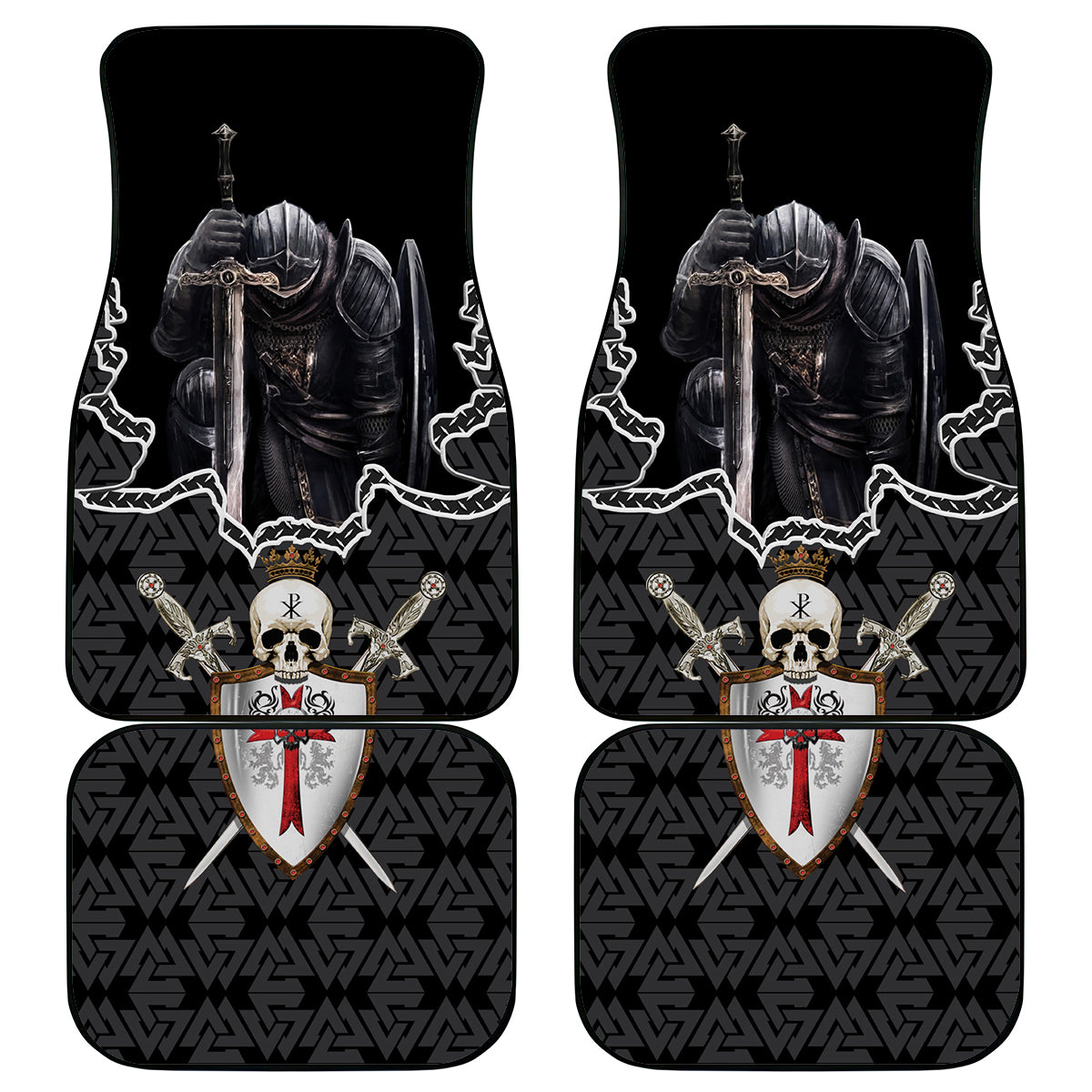 Personalised Knights Templar Warrior Skull Car Mats - Wonder Print Shop