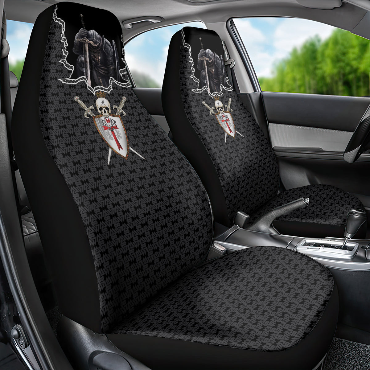 Personalised Knights Templar Warrior Skull Car Seat Cover - Wonder Print Shop