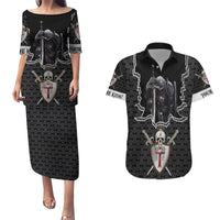 Personalised Knights Templar Warrior Skull Couples Matching Puletasi Dress and Hawaiian Shirt - Wonder Print Shop