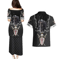 Personalised Knights Templar Warrior Skull Couples Matching Puletasi Dress and Hawaiian Shirt - Wonder Print Shop
