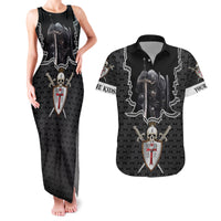 Personalised Knights Templar Warrior Skull Couples Matching Tank Maxi Dress and Hawaiian Shirt - Wonder Print Shop