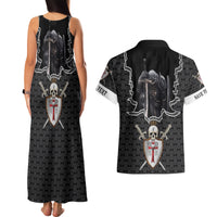 Personalised Knights Templar Warrior Skull Couples Matching Tank Maxi Dress and Hawaiian Shirt - Wonder Print Shop