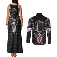 Personalised Knights Templar Warrior Skull Couples Matching Tank Maxi Dress and Long Sleeve Button Shirts - Wonder Print Shop