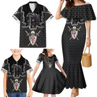 Personalised Knights Templar Warrior Skull Family Matching Mermaid Dress and Hawaiian Shirt - Wonder Print Shop