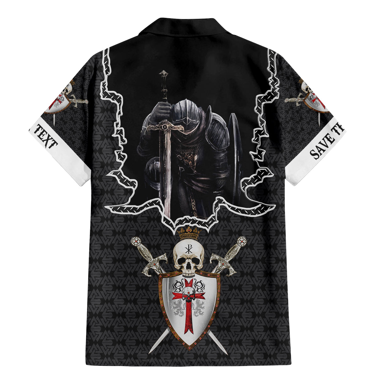 Personalised Knights Templar Warrior Skull Family Matching Mermaid Dress and Hawaiian Shirt - Wonder Print Shop