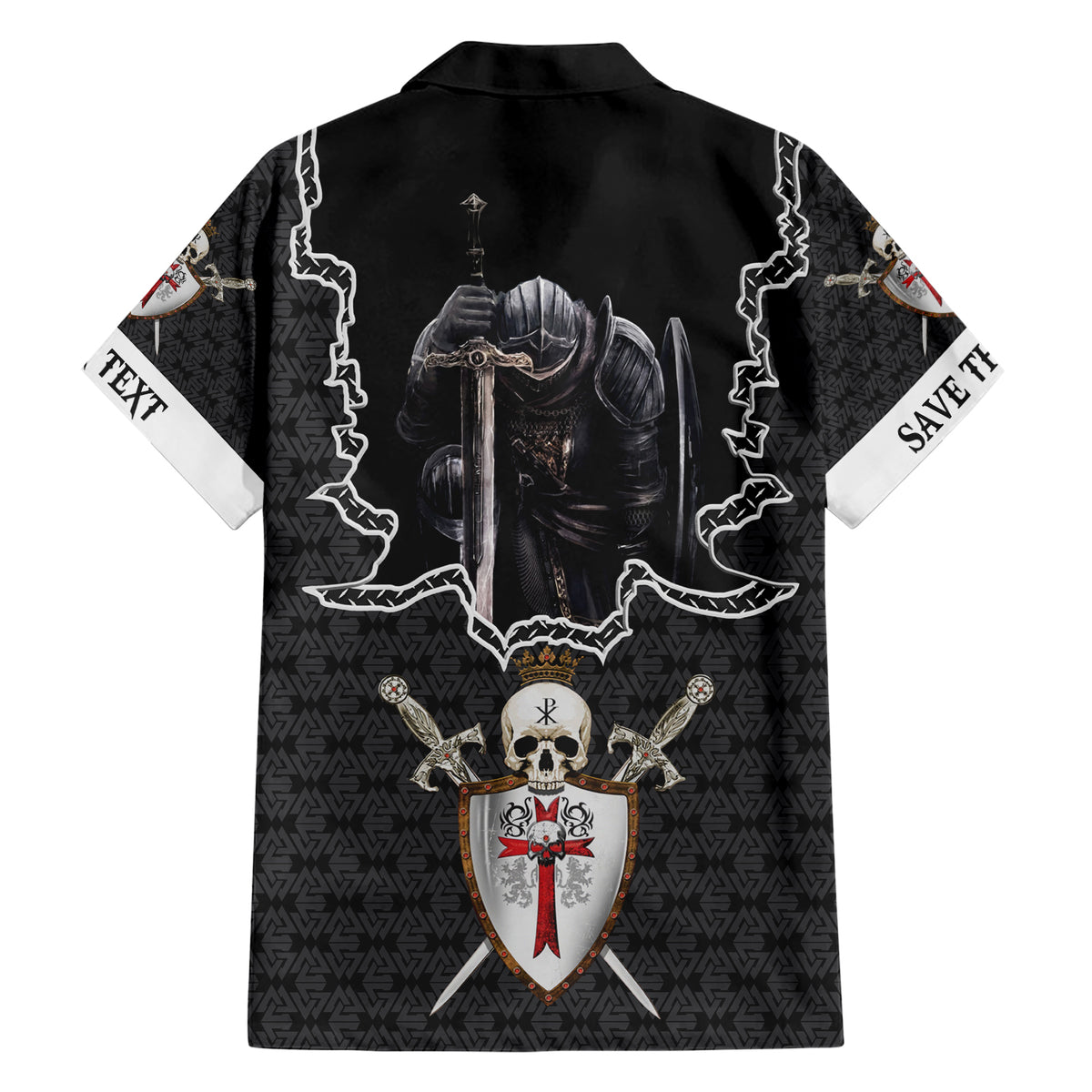 Personalised Knights Templar Warrior Skull Family Matching Short Sleeve Bodycon Dress and Hawaiian Shirt - Wonder Print Shop