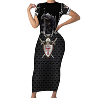 Personalised Knights Templar Warrior Skull Family Matching Short Sleeve Bodycon Dress and Hawaiian Shirt - Wonder Print Shop