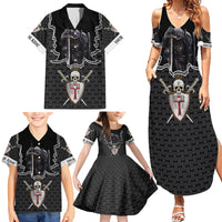 Personalised Knights Templar Warrior Skull Family Matching Summer Maxi Dress and Hawaiian Shirt - Wonder Print Shop