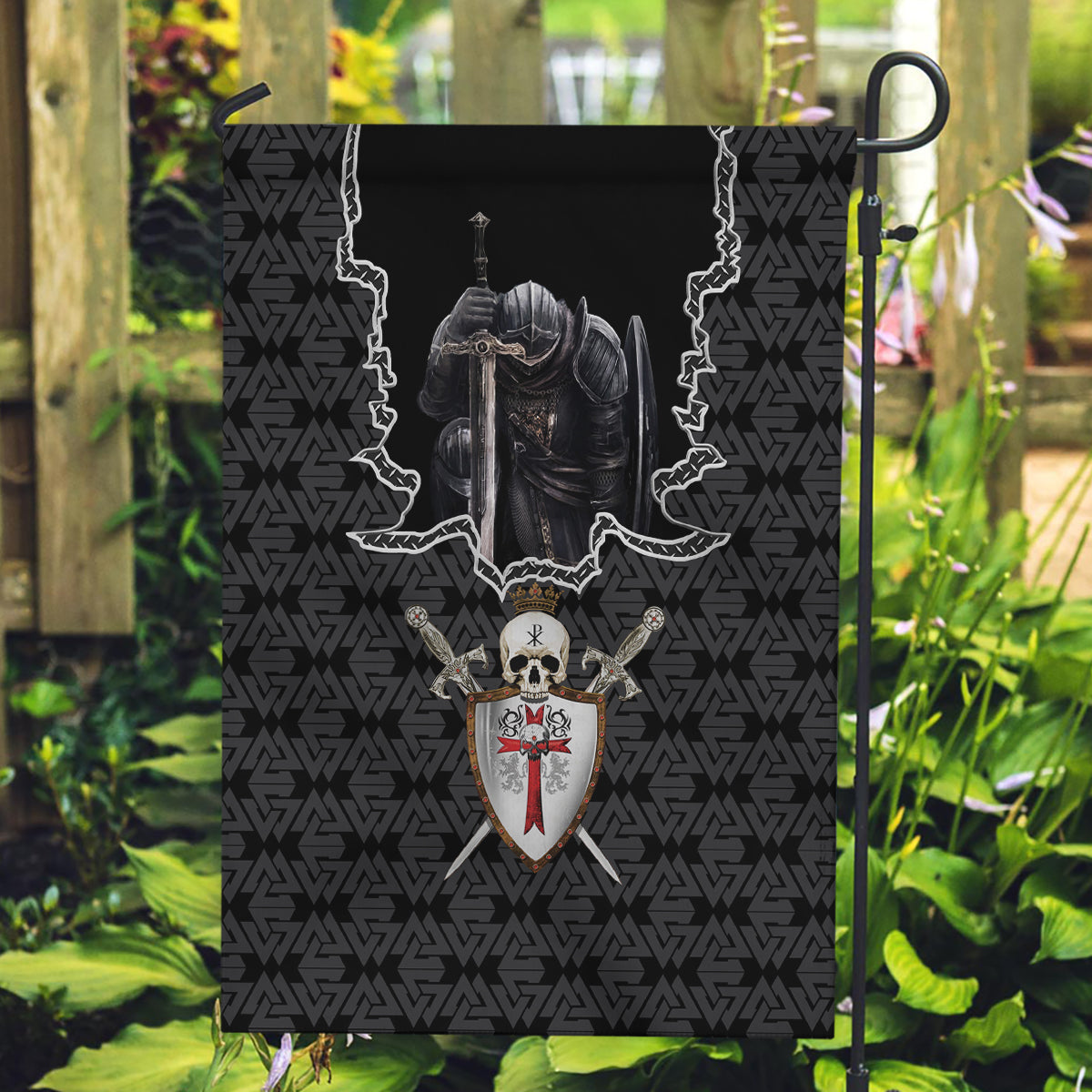Personalised Knights Templar Warrior Skull Garden Flag - Wonder Print Shop