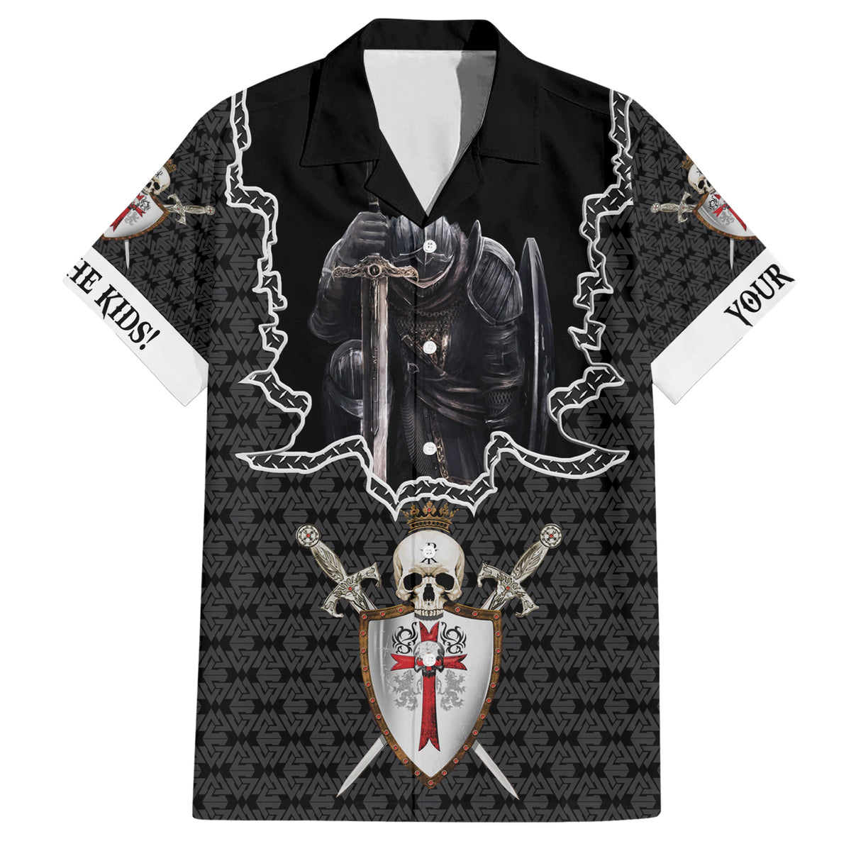 Personalised Knights Templar Warrior Skull Hawaiian Shirt - Wonder Print Shop
